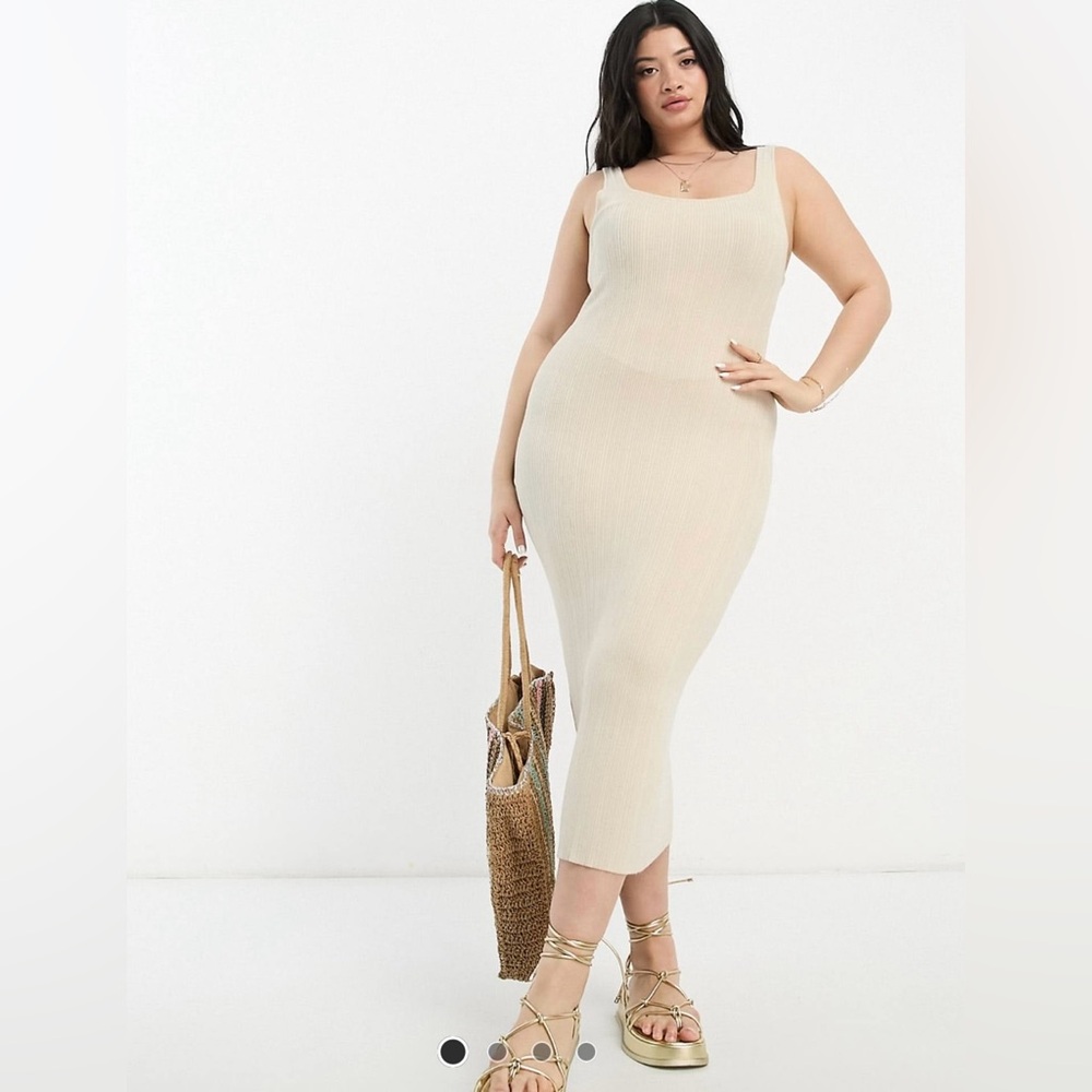 ASOS square neck stone colored dress